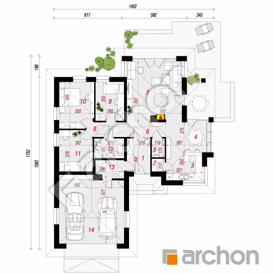 Проект будинку ARCHON+ Будинок в хеномелесі 2 План першого поверху