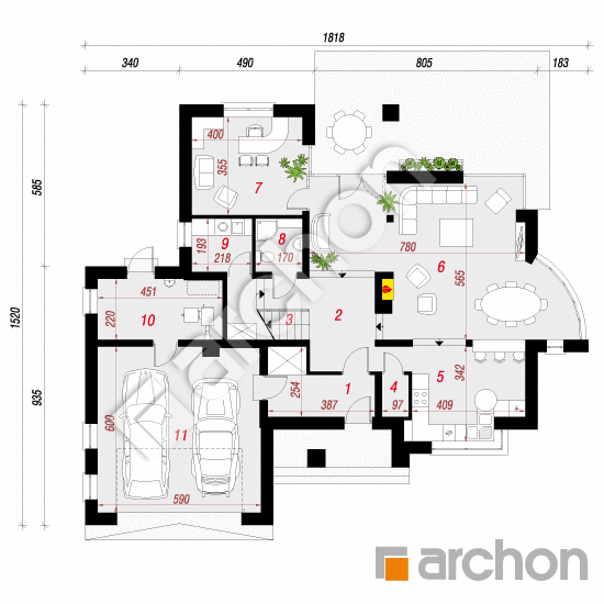 Проект дома ARCHON+ Вилла Виктория План першого поверху