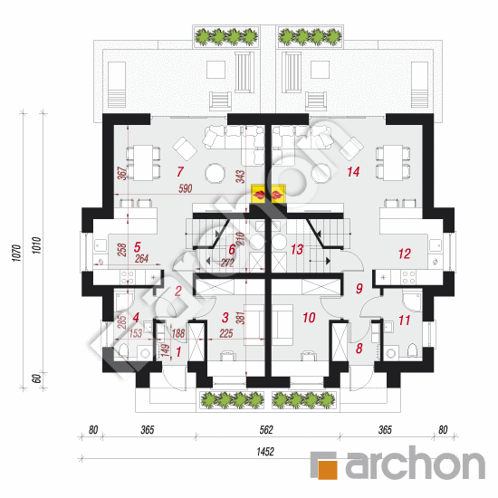 Проект будинку ARCHON+ Будинок в клематисах (Р2) План першого поверху