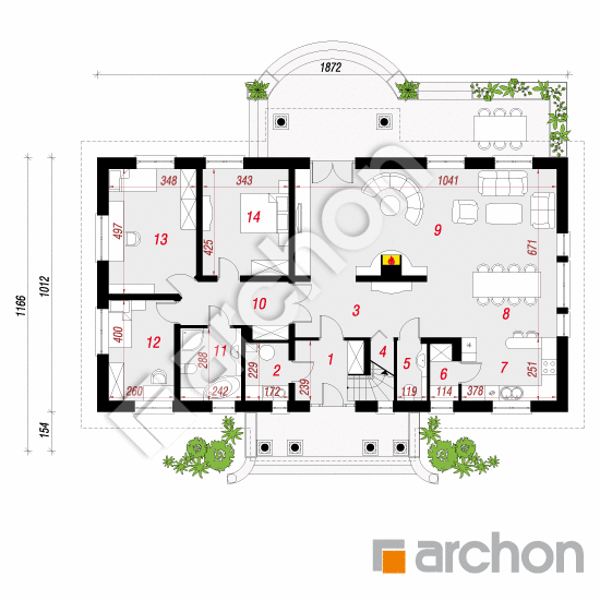 Проект дома ARCHON+ Дом под осиной План першого поверху