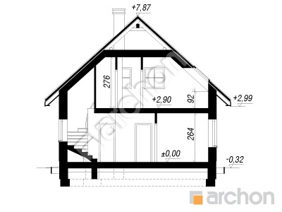 Проект дома ARCHON+ Дом в землянике 3 (Г) Розріз будинку