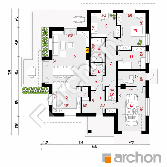 Проект будинку ARCHON+ Будинок в джонагольдах (Т) План першого поверху