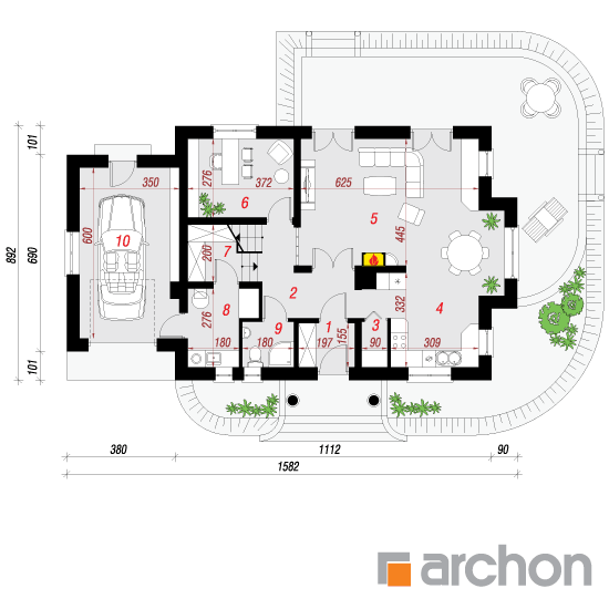 Проект будинку ARCHON+ Будинок в вербенах 3 План першого поверху