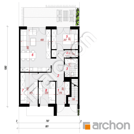 Проект будинку ARCHON+ Будинок при тракті 3 (Р2С) План першого поверху