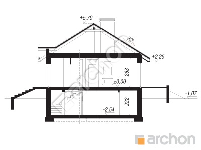 Проект дома ARCHON+ Дом в ежевике вер.3 Розріз будинку