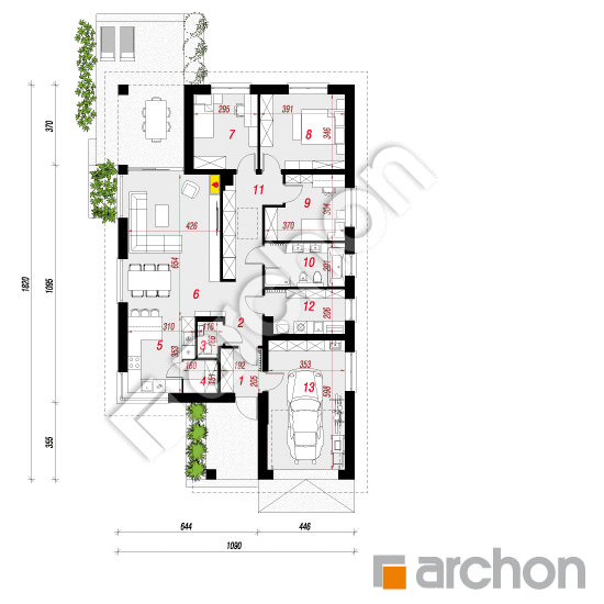 Проект будинку ARCHON+ Будинок в ренклодах 24 (Г) План першого поверху