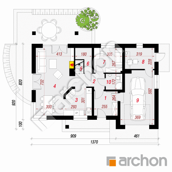 Проект будинку ARCHON+ Будинок у вістерії 2 (Т) План першого поверху