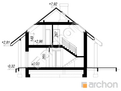 Проєкт будинку ARCHON+ Будинок у вістерії 2 (Т) Розріз будинку