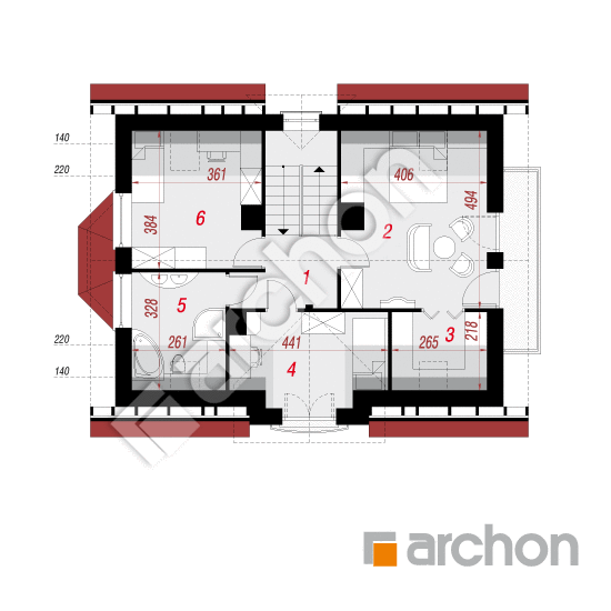 Проект будинку ARCHON+ Будинок в кориандрі вер. 2 План мансандри