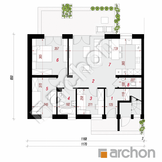 Проект дома ARCHON+ Дом в халезиях 2 (Р2Б) План першого поверху