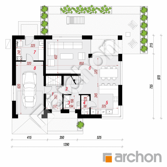 Проект будинку ARCHON+ Будинок в аурорах 20 (ГЕ) ВДЕ План першого поверху
