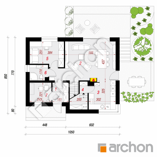 Проект дома ARCHON+ Дом в малиновках 6 План першого поверху
