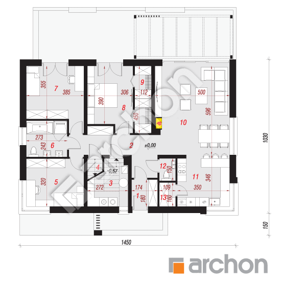 Проект дома ARCHON+ Дом под красной рябиной 20 План першого поверху