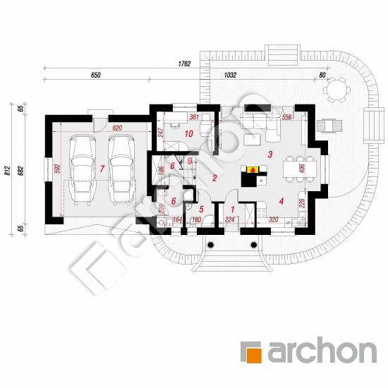 Проект будинку ARCHON+ Будинок у вербені (Г2) План першого поверху