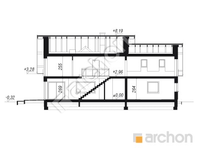 Проект дома ARCHON+ Дом в изумрудах (Г2) Розріз будинку