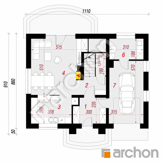Проект будинку ARCHON+ Будинок в люцерні (Т) План першого поверху