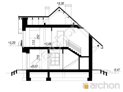 Проект дома ARCHON+ Дом в люцерне (Т) Розріз будинку