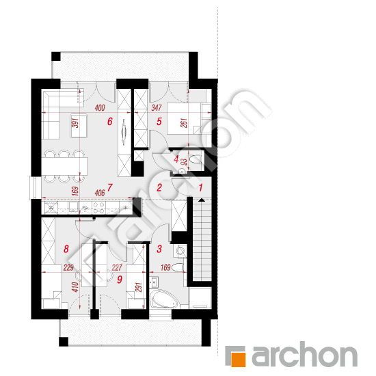 Проект будинку ARCHON+ Будинок при тракті 3 (Р2Б) вер.2  План мансандри