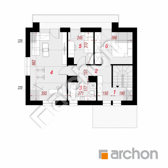 Проект будинку ARCHON+ Будинок в халезіях 5 (Р2) вер.2  План мансандри