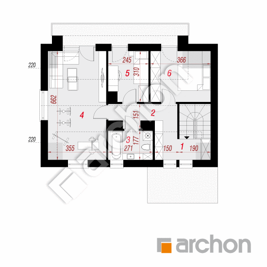 Проект дома ARCHON+ Дом в халезиях 5 (Р2) вер.2  План мансандри