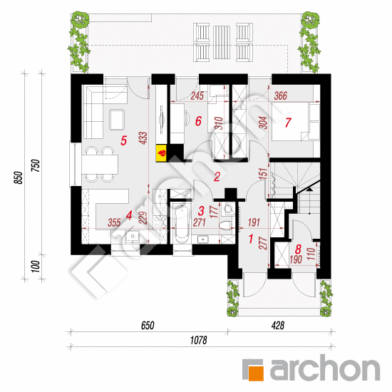 Проект будинку ARCHON+ Будинок в халезіях 5 (Р2) вер.2  План першого поверху
