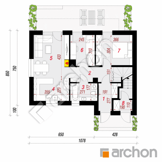 Проект дома ARCHON+ Дом в халезиях 5 (Р2) вер.2  План першого поверху