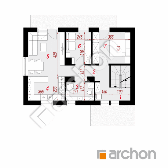 Проект дома ARCHON+ Дом в халезиях 5 (Р2) вер.2  План першого поверху