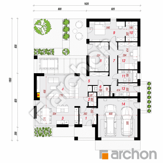 Проект будинку ARCHON+ Будинок в кармазинах (Г2) План першого поверху