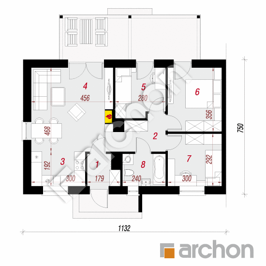 Проект будинку ARCHON+ Будинок в коручках 3 (Б) План першого поверху