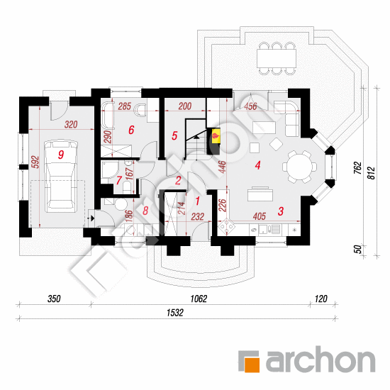 Проект дома ARCHON+ Дом под бобовником План першого поверху