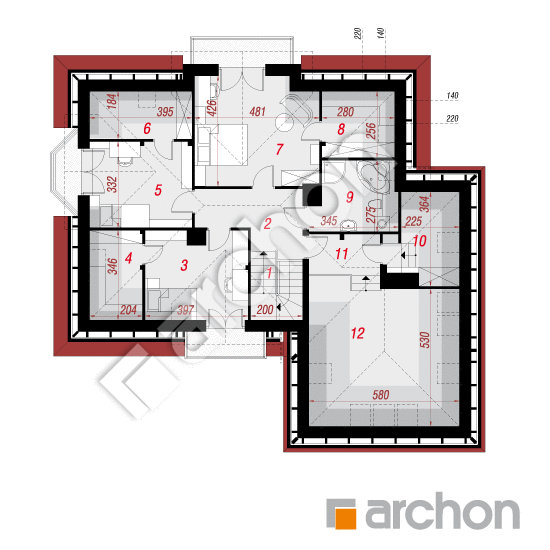Проект дома ARCHON+ Дом в нагетках 3 План мансандри