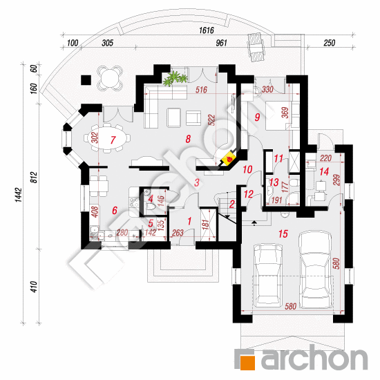 Проект дома ARCHON+ Дом в нагетках 3 План першого поверху