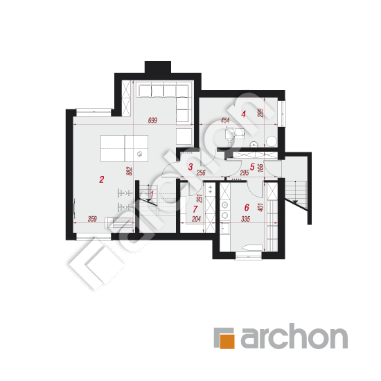 Проект дома ARCHON+ Дом в брунерах 2 (П) План підвалу