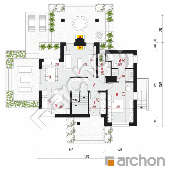 Проект дома ARCHON+ Дом в брунерах 2 (П) План першого поверху