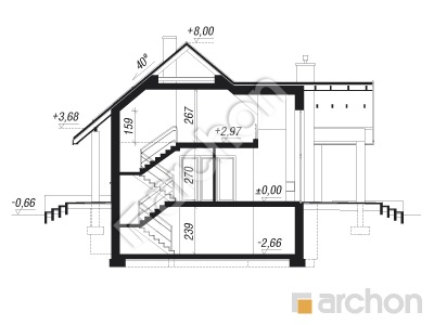 Проект дома ARCHON+ Дом в брунерах 2 (П) Розріз будинку