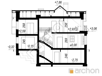 Проект дома ARCHON+ Дом в рододендронах 2 (П) Розріз будинку