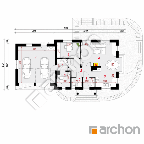Проект дома ARCHON+ Дом в вербенах 2 (Г2) План першого поверху