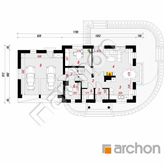 Проект дома ARCHON+ Дом в вербене 2 (Г2) План першого поверху