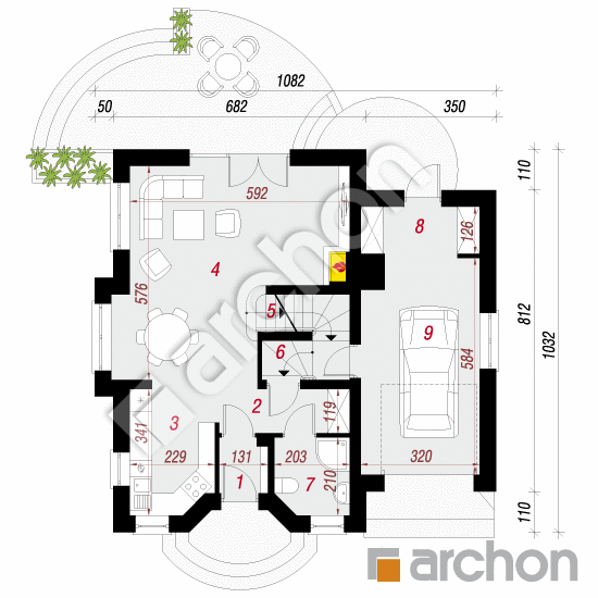 Проект будинку ARCHON+ Будинок в антонівці (ГП) План першого поверху