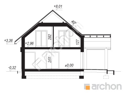 Проєкт будинку ARCHON+ Будинок в шишковиках 2 Розріз будинку