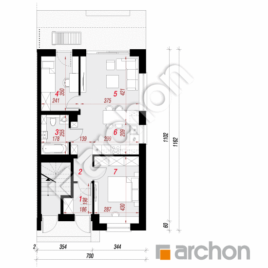 Проект дома ARCHON+ Дом в фиалках 6 (Р2БЕ) вер.3 План першого поверху