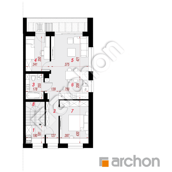 Проект дома ARCHON+ Дом в фиалках 6 (Р2БЕ) вер.3 План першого поверху