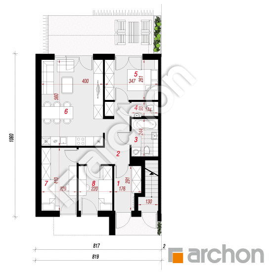 Проект дома ARCHON+ Дом при тракте 3 (Р2Б) План першого поверху