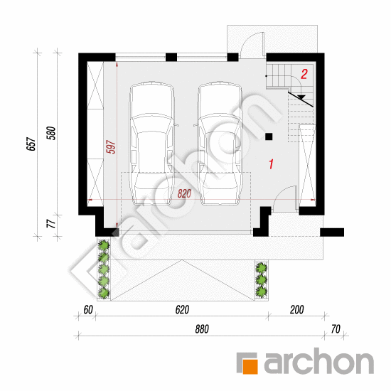 Проект будинку ARCHON+ Г15 - Двомісний гараж План першого поверху