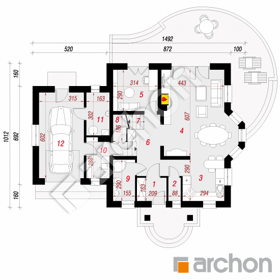 Проект будинку ARCHON+ Будинок в тамарисках 7 План першого поверху