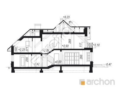 Проект дома ARCHON+ Дом в тамарисках 7 Розріз будинку
