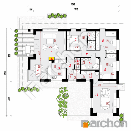 Проект дома ARCHON+ Дом под какао 2 План першого поверху