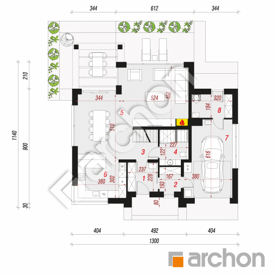 Проект дома ARCHON+ Дом в чемпионах 2 (Е) План першого поверху