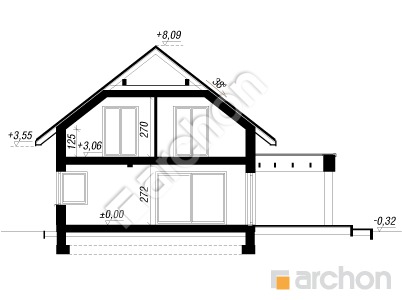 Проєкт будинку ARCHON+ Будинок в чемпіонах 2 (Е) Розріз будинку