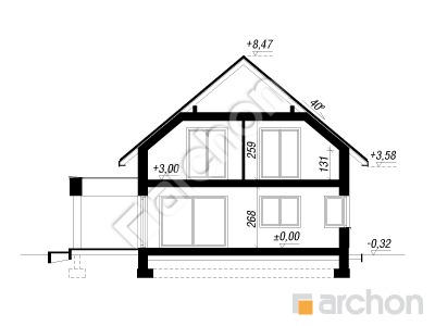 Проект дома ARCHON+ Дом под персиками (ГЕ) Розріз будинку